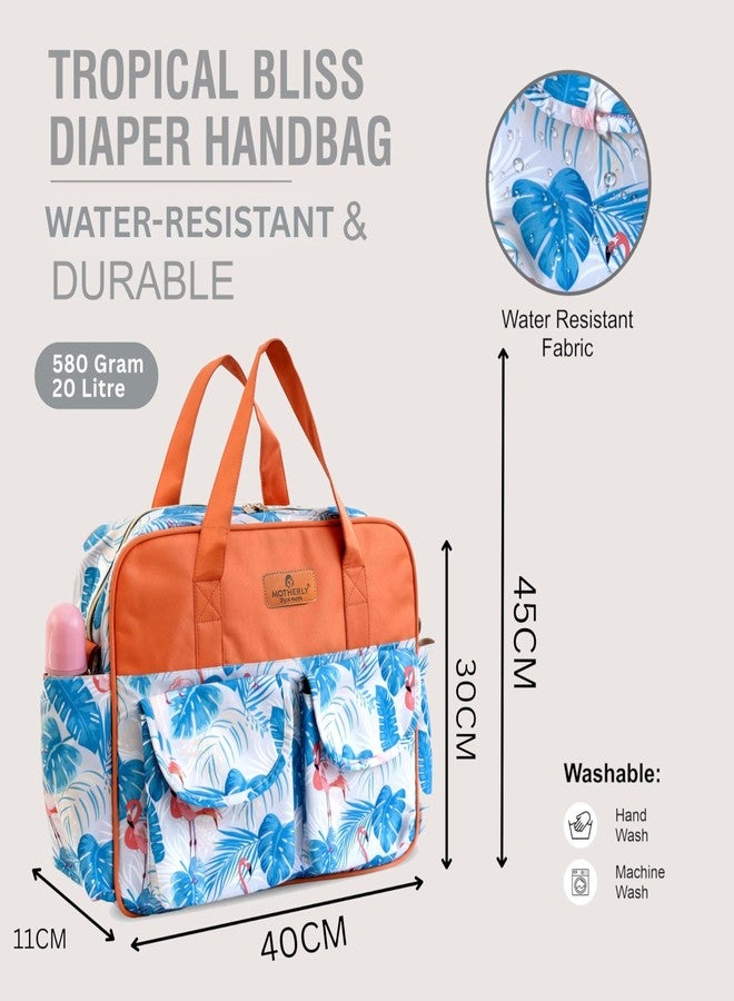 Motherly Grace Tote Diaper Bag for Mothers for Travel with Changing Mat and 6-Month Warranty | Maternity Hospital Bag for Newborn | Water-Resistant Baby Bag for mom - Flamingo - Image 5